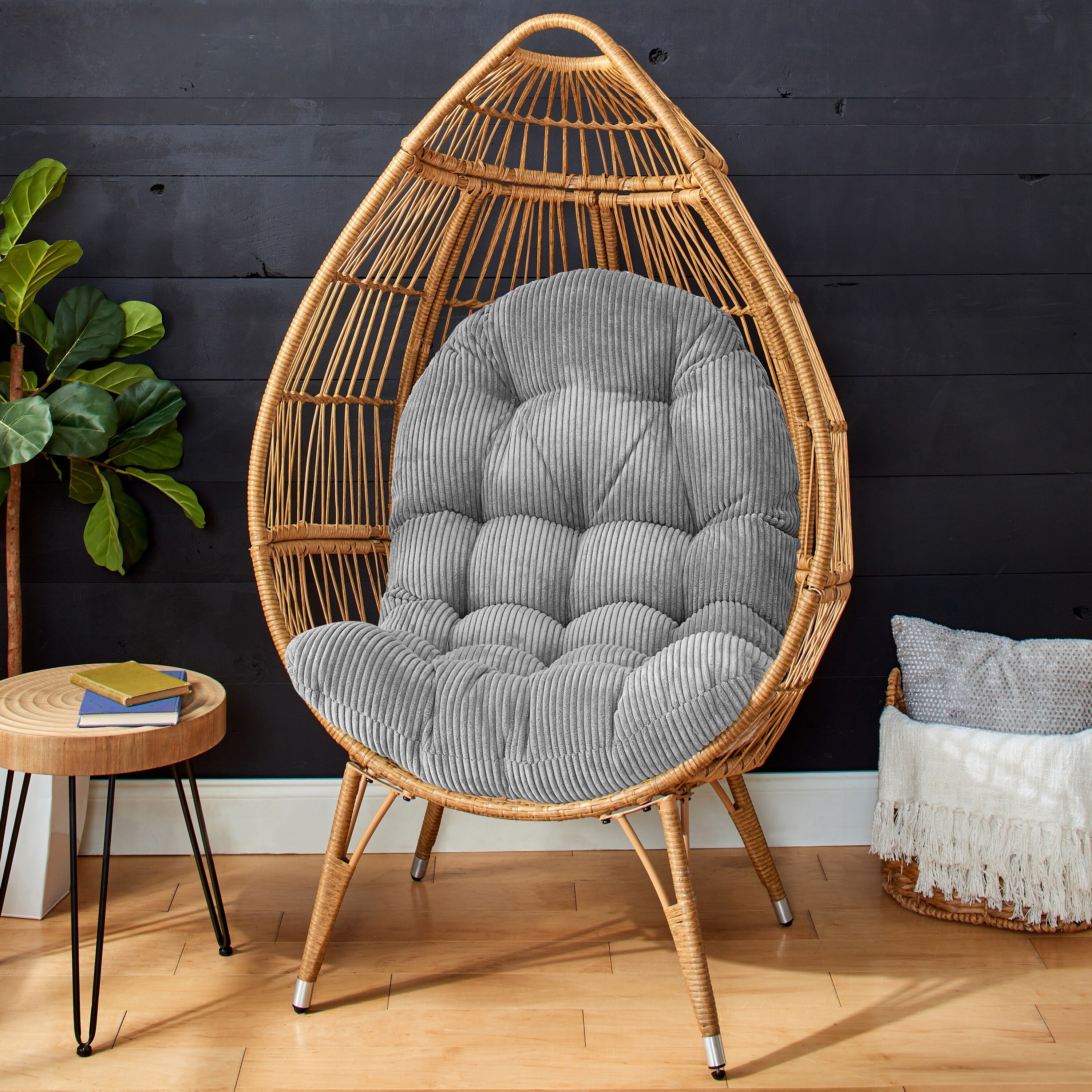 Sorra Home Indoor Soft Corduroy Egg Chair Replacement Cushion Cushion Only 44 in x 27 in x 4 in Barrett Turquoise